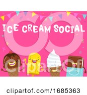 Poster, Art Print Of Mascot Ice Cream Ice Cream Party Illustration