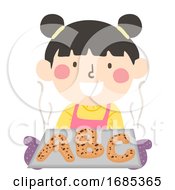 Poster, Art Print Of Kid Girl Bake Bread Illustration