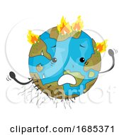 Earth Mascot Wildfire Illustration