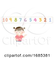 Kid Girl Count Backwards Illustration
