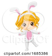 Kid Girl Woodland Rabbit Costume Illustration