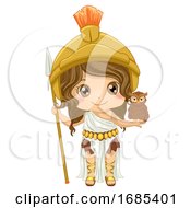 Kid Girl Athena Costume Illustration