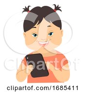 Kid Girl Down Syndrome Tablet Illustration