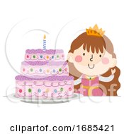 Poster, Art Print Of Kid Girl Princess Cake Illustration