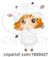 Poster, Art Print Of Kid Girl Animal Costume Sheep Illustration