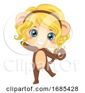 Poster, Art Print Of Kid Girl Animal Monkey Costume Illustration