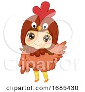 Poster, Art Print Of Kid Girl Animal Costume Chicken Illustration