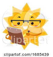 Poster, Art Print Of Mascot Sun Scientist Clip Board Illustration
