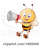 Poster, Art Print Of Mascot Bee Megaphone Illustration