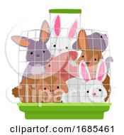 Poster, Art Print Of Rabbit Crowded Cage Illustration