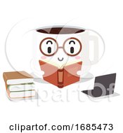 Poster, Art Print Of Mascot Coffee Study Hack Books Laptop Illustration