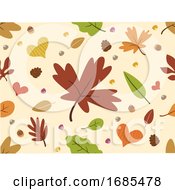 Poster, Art Print Of Autumn Leaves Seamless Background Illustration