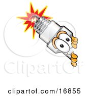 Clipart Picture Of A Spark Plug Mascot Cartoon Character Peeking Around A Corner by Toons4Biz