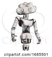 Poster, Art Print Of Mech Containing Techno Multi-Eyed Domehead Design And Light Chest Exoshielding And Ultralight Chest Exosuit And Jet Propulsion White Hero Pose