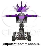 Poster, Art Print Of Cyborg Containing Black And White Anemone Dome Head And Light Chest Exoshielding And Ultralight Chest Exosuit And Rocket Pack And Six-Wheeler Base Purple T-Pose