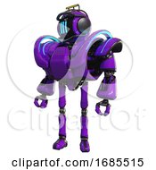Poster, Art Print Of Cyborg Containing Digital Display Head And Three Vertical Line Design And Led And Protection Bars And Heavy Upper Chest And Heavy Mech Chest And Battle Mech Chest And Ultralight Foot Exosuit Purple