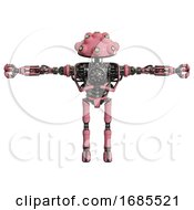 Robot Containing Techno Multi Eyed Domehead Design And Heavy Upper Chest And No Chest Plating And Ultralight Foot Exosuit Pink T Pose