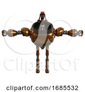 Poster, Art Print Of Droid Containing Dual Retro Camera Head And Laser Gun Head And Heavy Upper Chest And Ultralight Foot Exosuit Copper T-Pose