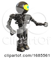 Poster, Art Print Of Android Containing Giant Eyeball Head Design And Heavy Upper Chest And No Chest Plating And Prototype Exoplate Legs Metal Interacting