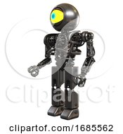 Poster, Art Print Of Android Containing Giant Eyeball Head Design And Heavy Upper Chest And No Chest Plating And Prototype Exoplate Legs Metal Facing Right View