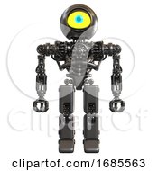 Android Containing Giant Eyeball Head Design And Heavy Upper Chest And No Chest Plating And Prototype Exoplate Legs Metal Front View