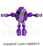 Poster, Art Print Of Automaton Containing Techno Multi-Eyed Domehead Design And Heavy Upper Chest And Chest Energy Sockets And Light Leg Exoshielding Purple T-Pose