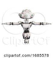 Poster, Art Print Of Mech Containing Techno Multi-Eyed Domehead Design And Light Chest Exoshielding And Ultralight Chest Exosuit And Jet Propulsion White T-Pose