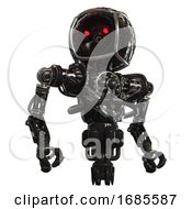 Poster, Art Print Of Bot Containing Round Barbed Wire Round Head And Heavy Upper Chest And No Chest Plating And Jet Propulsion Black Hero Pose