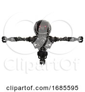 Poster, Art Print Of Bot Containing Round Barbed Wire Round Head And Heavy Upper Chest And No Chest Plating And Jet Propulsion Black T-Pose