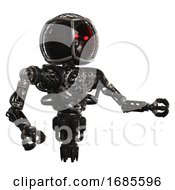 Poster, Art Print Of Bot Containing Round Barbed Wire Round Head And Heavy Upper Chest And No Chest Plating And Jet Propulsion Black Interacting