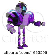 Poster, Art Print Of Cyborg Containing Digital Display Head And Three Vertical Line Design And Led And Protection Bars And Heavy Upper Chest And Heavy Mech Chest And Battle Mech Chest And Ultralight Foot Exosuit Purple