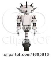 Bot Containing Thorny Domehead Design And Light Chest Exoshielding And Prototype Exoplate Chest And Unicycle Wheel White Front View