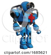 Automaton Containing Cable Connector Head And Heavy Upper Chest And First Aid Chest Symbol And Prototype Exoplate Legs Blue Facing Left View