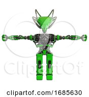 Cyborg Containing Flat Elongated Skull Head And Cables And Heavy Upper Chest And No Chest Plating And Prototype Exoplate Legs Green T Pose