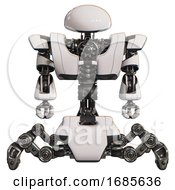 Poster, Art Print Of Android Containing Dome Head And Heavy Upper Chest And Heavy Mech Chest And Insect Walker Legs White Front View