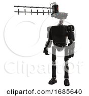 Poster, Art Print Of Robot Containing Dual Retro Camera Head And Wireless Internet Transmitter Head And Light Chest Exoshielding And Prototype Exoplate Chest And Ultralight Foot Exosuit Black