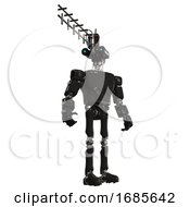 Poster, Art Print Of Robot Containing Dual Retro Camera Head And Wireless Internet Transmitter Head And Light Chest Exoshielding And Prototype Exoplate Chest And Ultralight Foot Exosuit Black Hero Pose