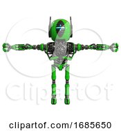 Poster, Art Print Of Android Containing Round Head And Vertical Cyclops Visor And Head Winglets And Heavy Upper Chest And No Chest Plating And Ultralight Foot Exosuit Green T-Pose