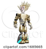 Poster, Art Print Of Robot Containing Humanoid Face Mask And Die Robots Graffiti Design And Light Chest Exoshielding And Prototype Exoplate Chest And Light Leg Exoshielding And Megneto-Hovers Foot Mod Gold Hero Pose
