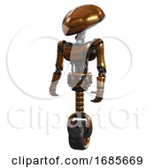 Poster, Art Print Of Robot Containing Dome Head And Light Chest Exoshielding And Ultralight Chest Exosuit And Unicycle Wheel Copper Standing Looking Right Restful Pose