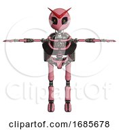 Poster, Art Print Of Automaton Containing Grey Alien Style Head And Metal Grate Eyes And Light Chest Exoshielding And Rocket Pack And No Chest Plating And Ultralight Foot Exosuit Pink T-Pose