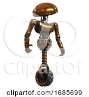 Poster, Art Print Of Robot Containing Dome Head And Light Chest Exoshielding And Ultralight Chest Exosuit And Unicycle Wheel Copper Hero Pose