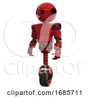 Poster, Art Print Of Mech Containing Oval Wide Head And Light Chest Exoshielding And Prototype Exoplate Chest And Unicycle Wheel Red Standing Looking Right Restful Pose