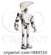 Poster, Art Print Of Android Containing Flat Elongated Skull Head And Light Chest Exoshielding And Prototype Exoplate Chest And Ultralight Foot Exosuit White Hero Pose
