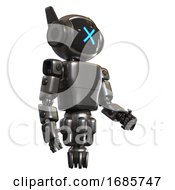 Poster, Art Print Of Mech Containing Digital Display Head And X Face And Winglets And Light Chest Exoshielding And Prototype Exoplate Chest And Jet Propulsion Metal Facing Left View