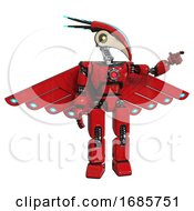 Android Containing Bird Skull Head And Yellow Led Protruding Eyes And Head Shield Design And Light Chest Exoshielding And Red Energy Core And Cherub Wings Design And Prototype Exoplate Legs Red