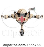 Mech Containing Knucklehead Design And Heavy Upper Chest And First Aid Chest Symbol And Unicycle Wheel Off White T Pose