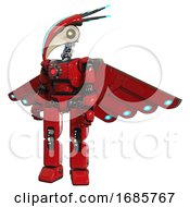 Poster, Art Print Of Android Containing Bird Skull Head And Yellow Led Protruding Eyes And Head Shield Design And Light Chest Exoshielding And Red Energy Core And Cherub Wings Design And Prototype Exoplate Legs Red