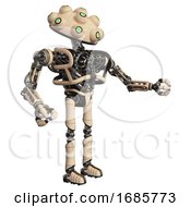 Poster, Art Print Of Droid Containing Techno Multi-Eyed Domehead Design And Heavy Upper Chest And No Chest Plating And Ultralight Foot Exosuit Off-White Interacting
