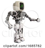 Poster, Art Print Of Automaton Containing Old Computer Monitor And Double Backslash Pixel Design And Heavy Upper Chest And No Chest Plating And Prototype Exoplate Legs White Interacting